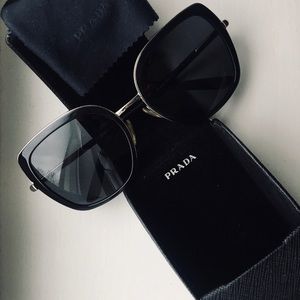 Prada Black and Silver Spr 59m Sunglasses